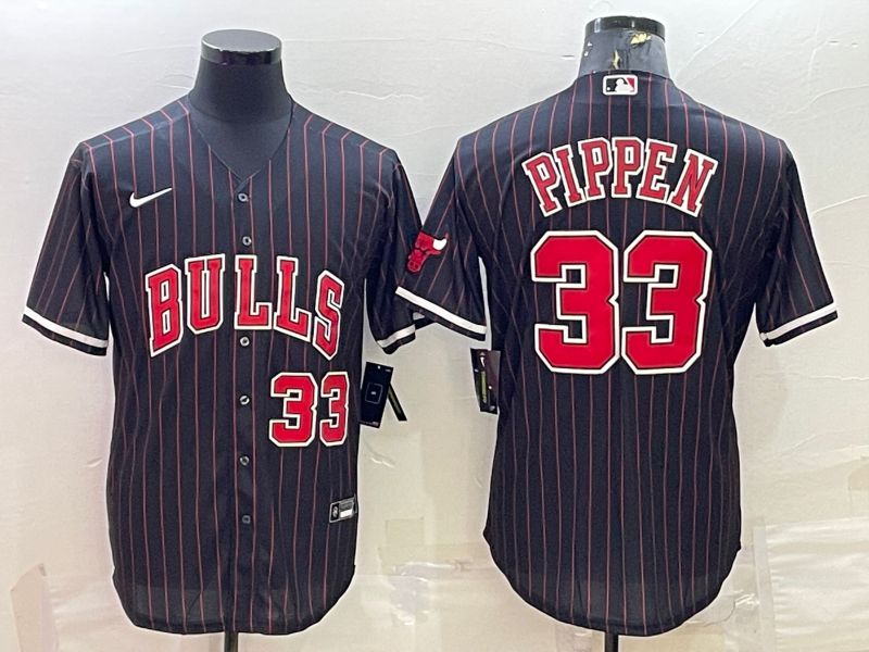 Men Chicago Bulls #33 Pippen Black Stripe Game Nike 2022 NBA Jersey->san francisco 49ers->NFL Jersey